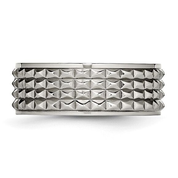 Kazi Luxury Chisel Titanium Polished 8mm Studded Band